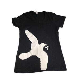 Spiritex Womens Size S T-Shirt Dove Graphic Recycled Cotton Poly Blend Gray USA
